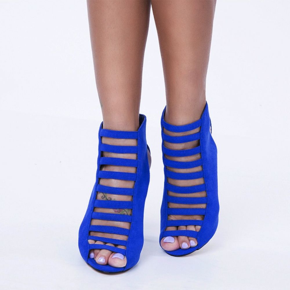 Blauwe Peep Toe Bakc Stiletto Sandalen Met Rits