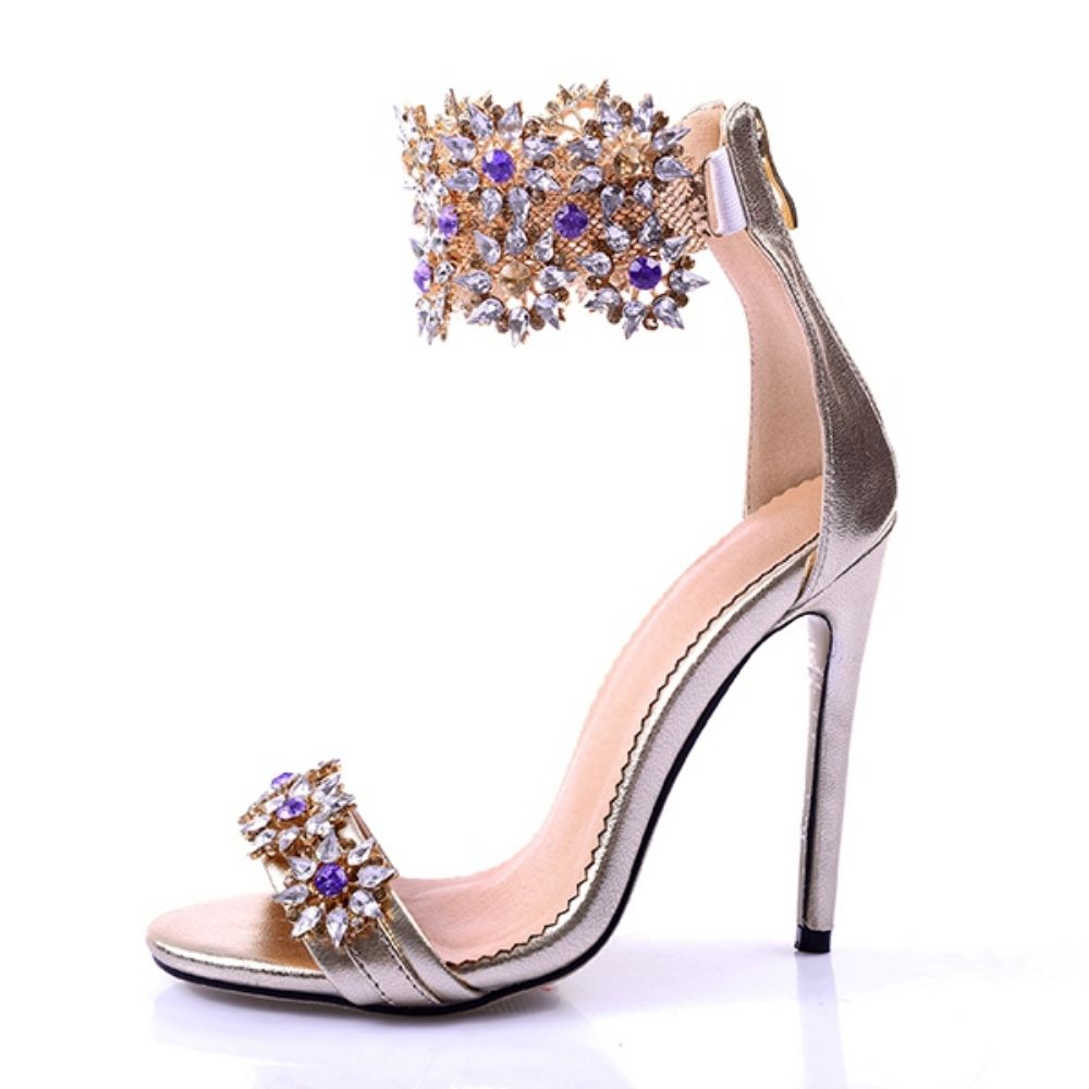 Glinsterende Strass Open Teen Stiletto Sandalen