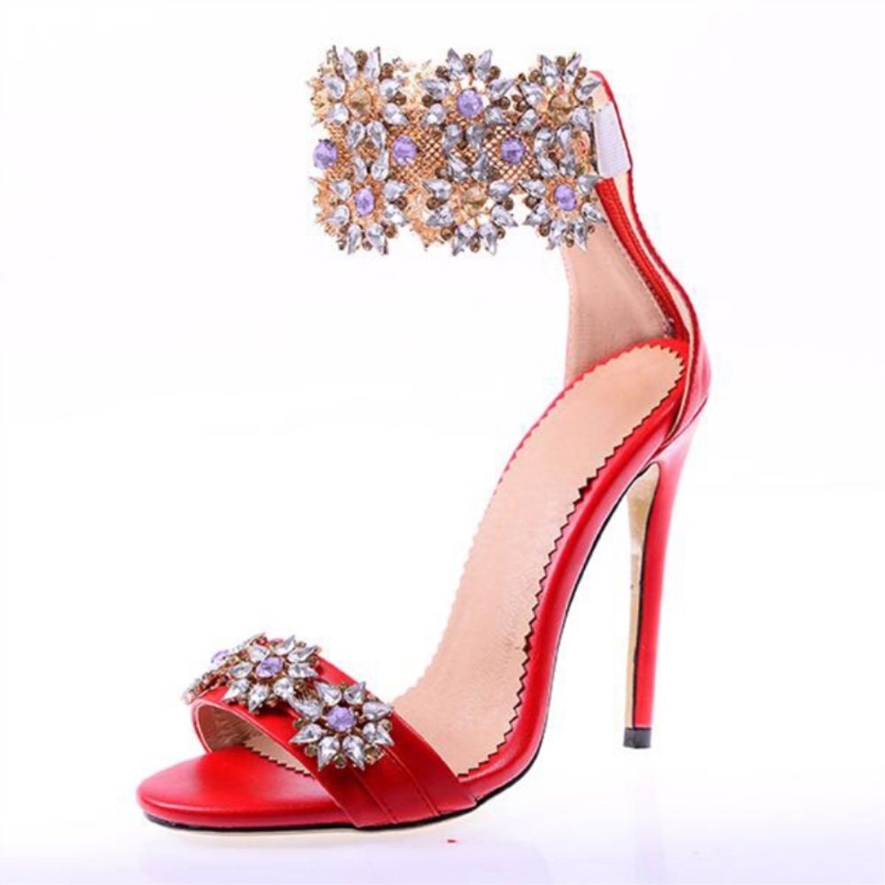 Glinsterende Strass Open Teen Stiletto Sandalen