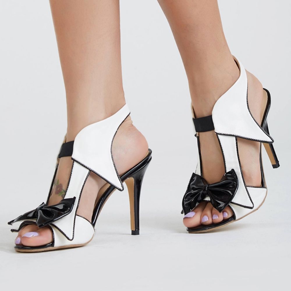 Klassieke Stiletto Sandalen Met Vlinderstrik