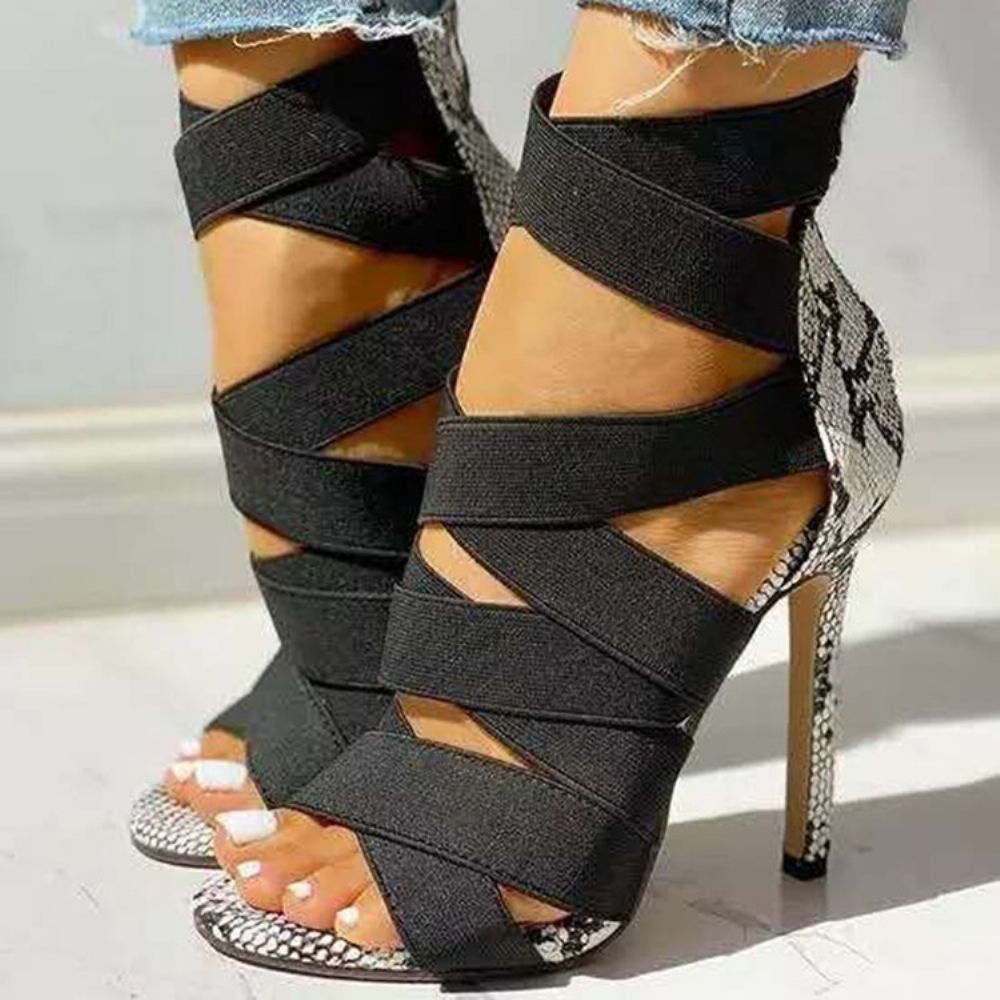 Naaldhak Peep Toe Rits Patchwork Sandalen