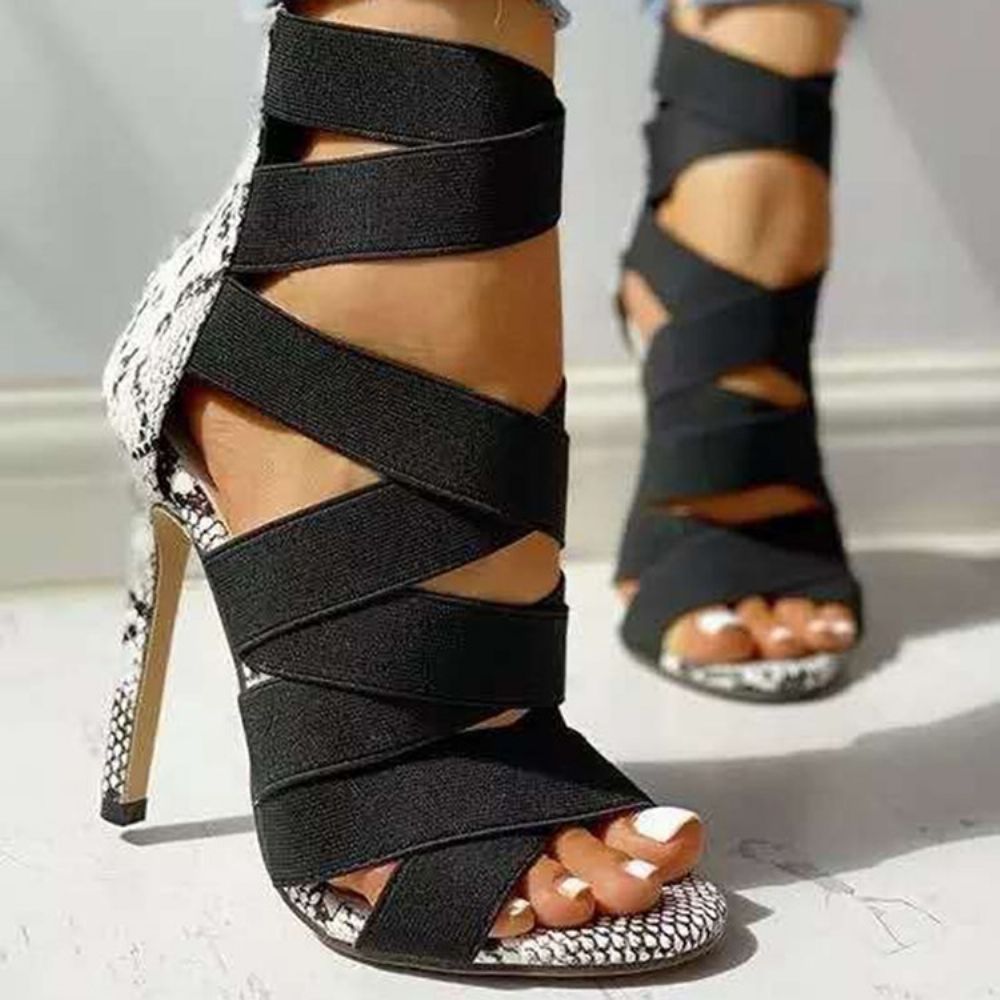 Naaldhak Peep Toe Rits Patchwork Sandalen