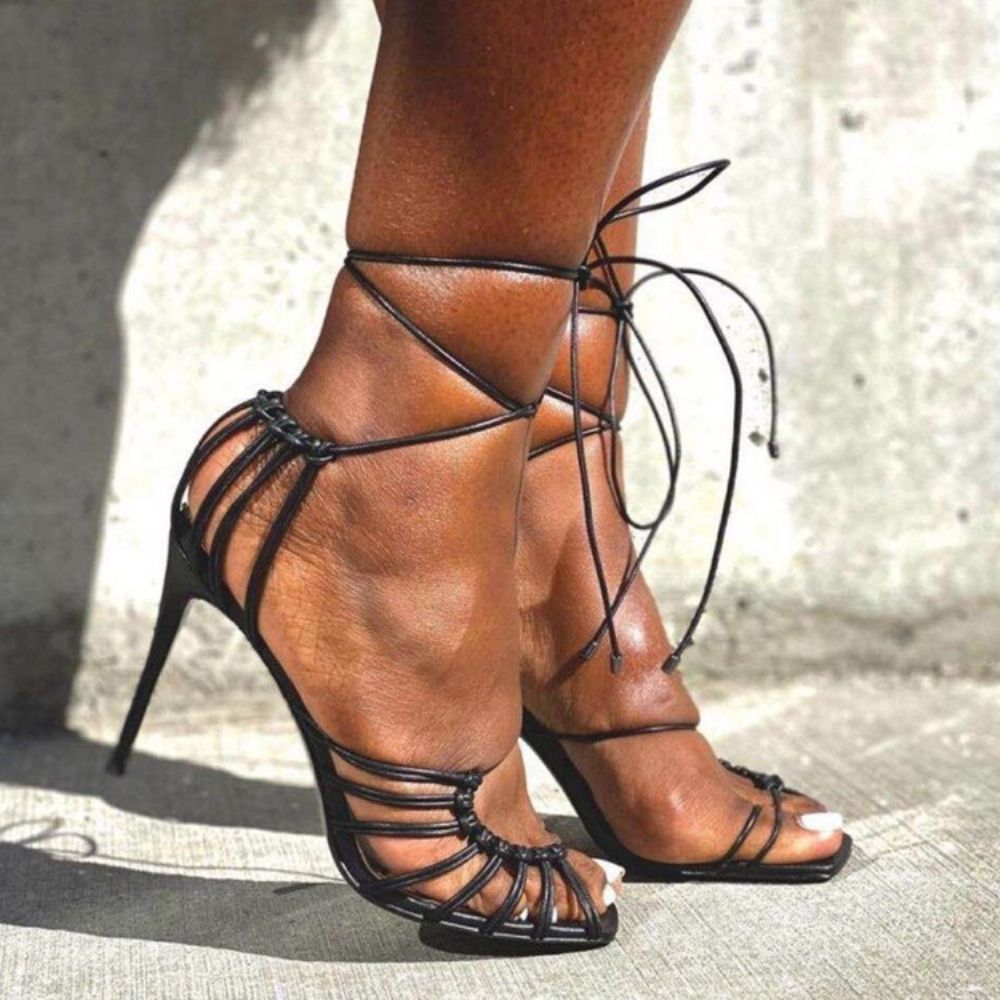 Peep-Toe Westernsandalen Met Naaldhak En Naaldhak