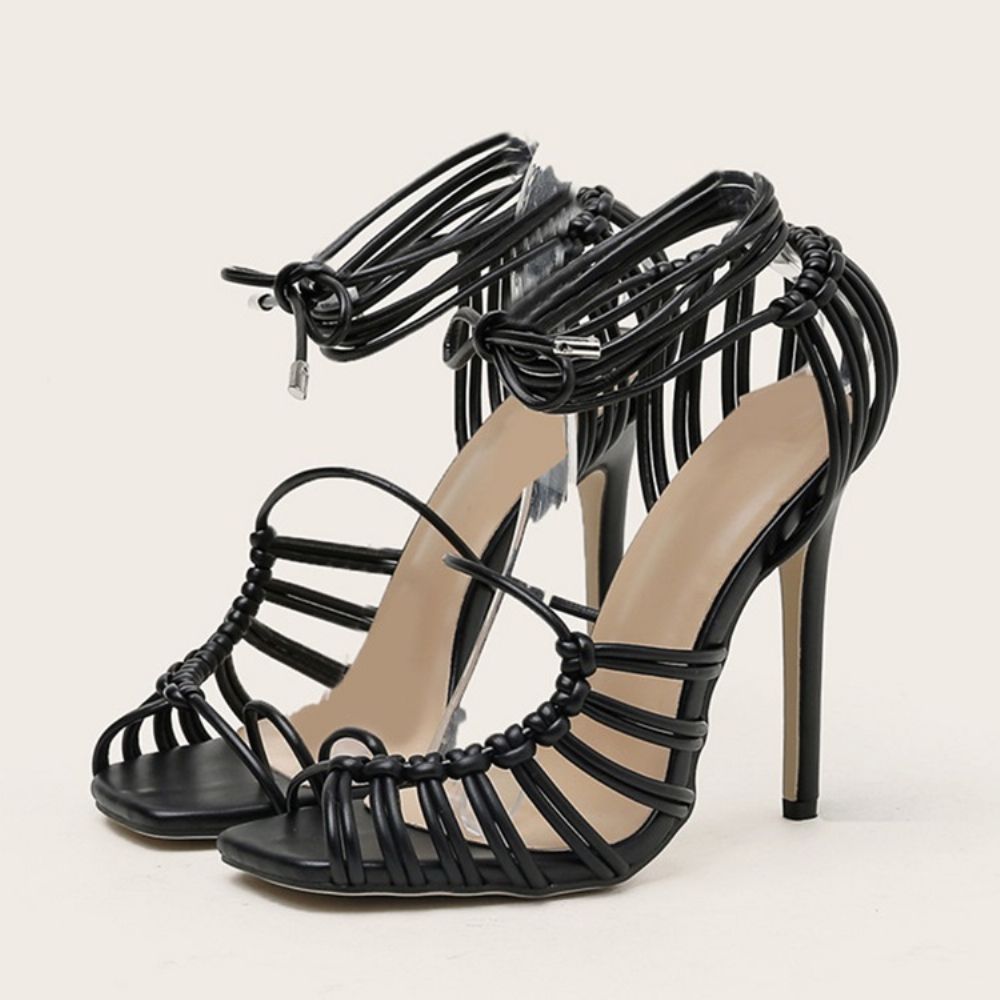 Peep-Toe Westernsandalen Met Naaldhak En Naaldhak