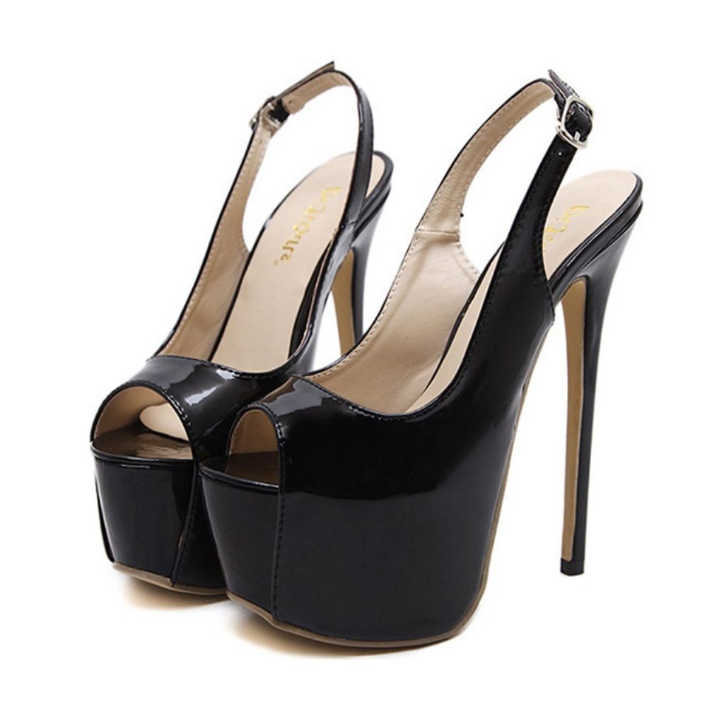 Pu Peep Toe Stiletto Heel Slingback Strap Damessandalen