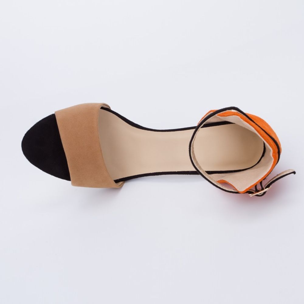 Sling Back Patchwork Oranje Stiletto Sandalen