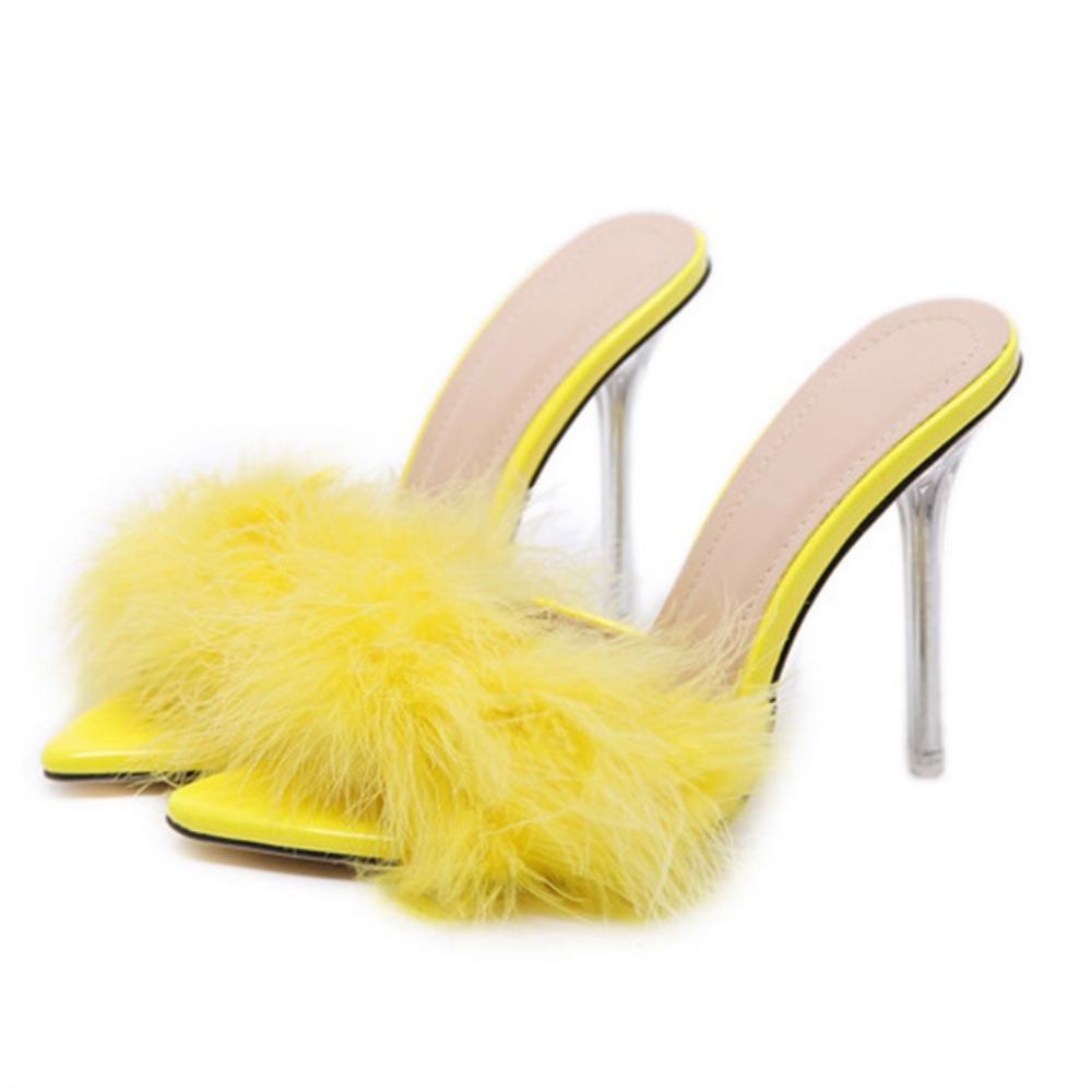 Stiletto Heel Pompon Instappers Lentepantoffels