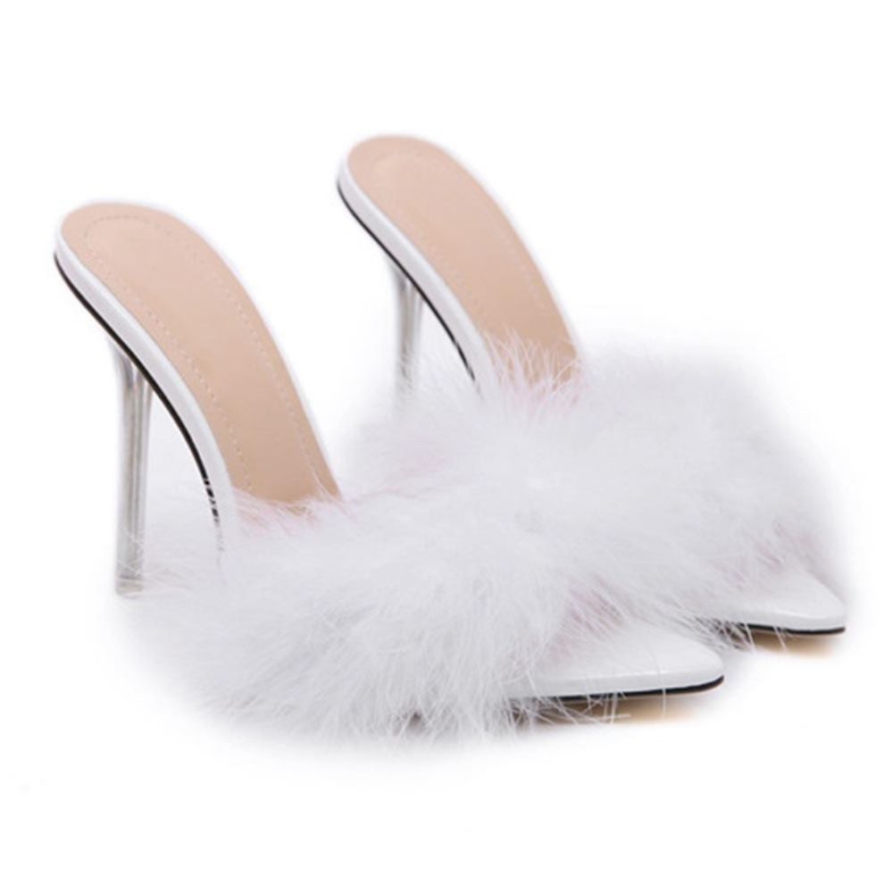 Stiletto Heel Pompon Instappers Lentepantoffels