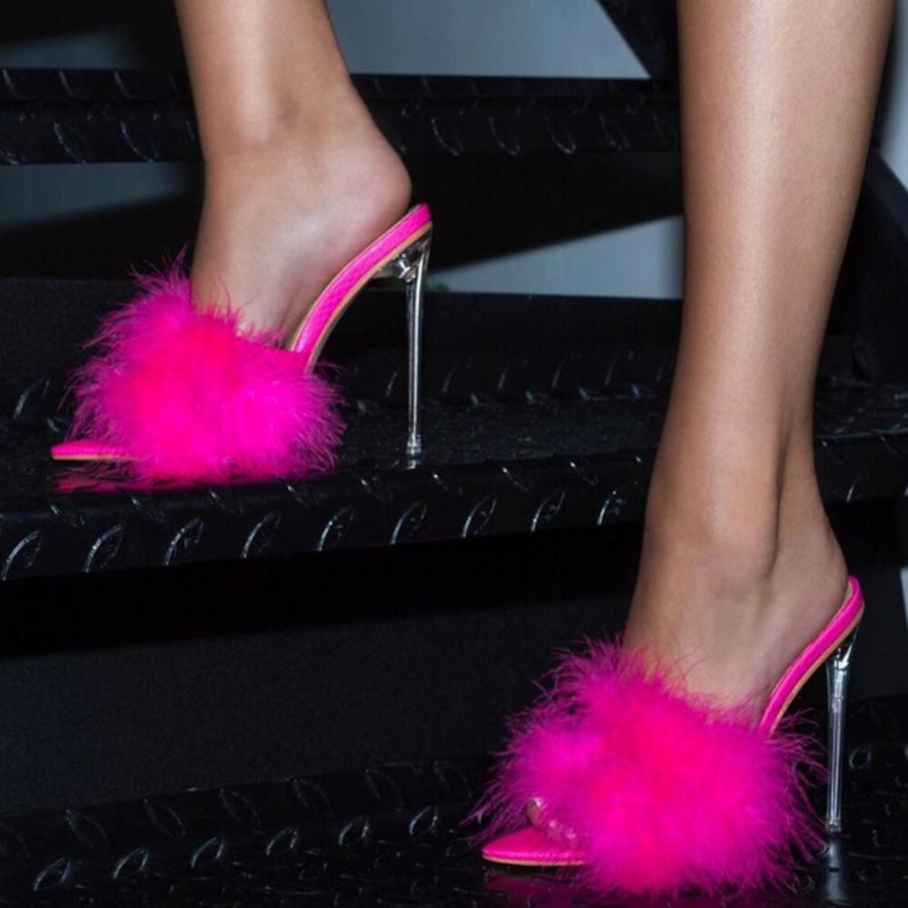 Stiletto Heel Pompon Instappers Lentepantoffels