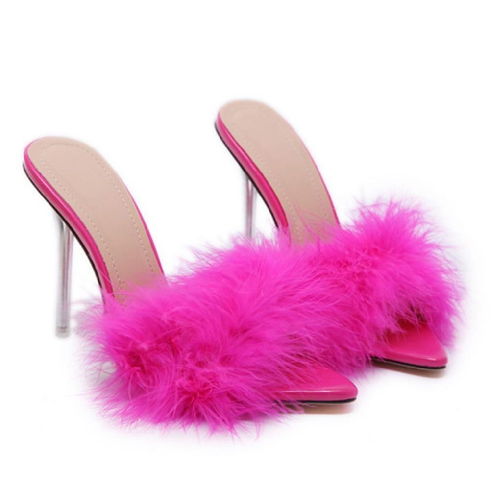 Stiletto Heel Pompon Instappers Lentepantoffels