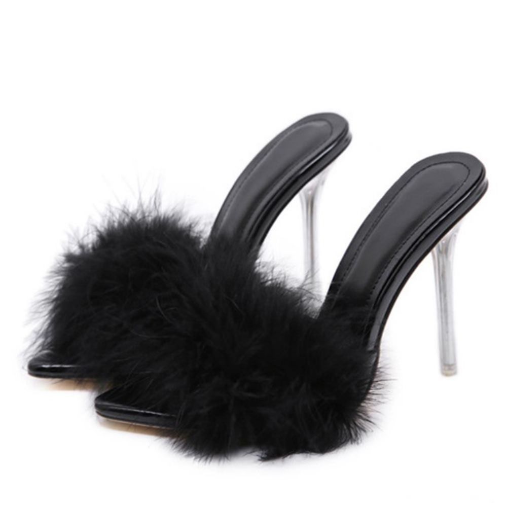 Stiletto Heel Pompon Instappers Lentepantoffels