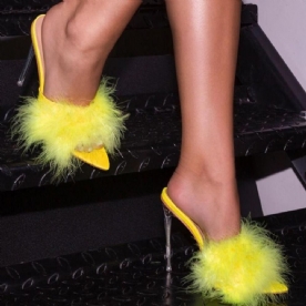 Stiletto Heel Pompon Instappers Lentepantoffels