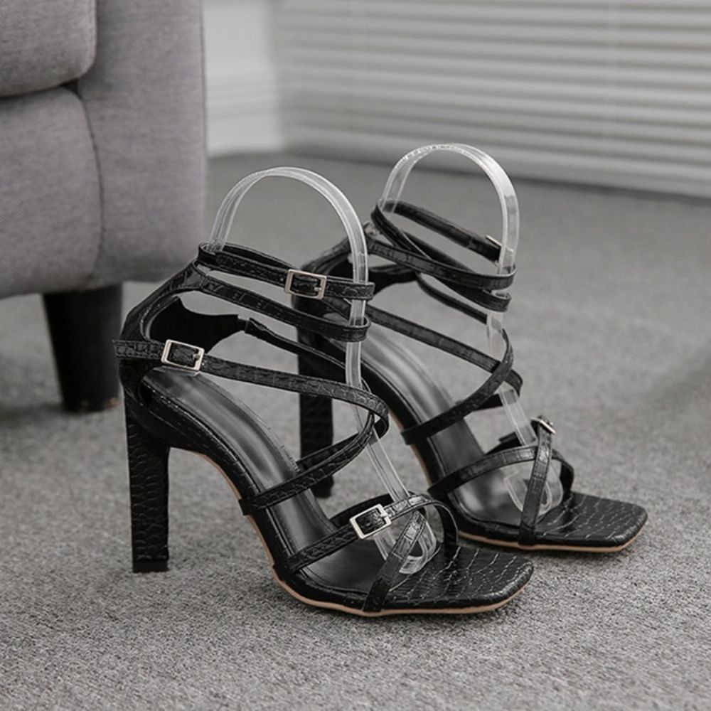 Westerse Sandalen Met Naaldhak En Gesp En Open Teen